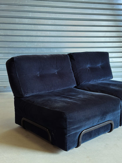 Le Rörberg - Canapé modulaire vintage en velours bleu nuit – 2 modules