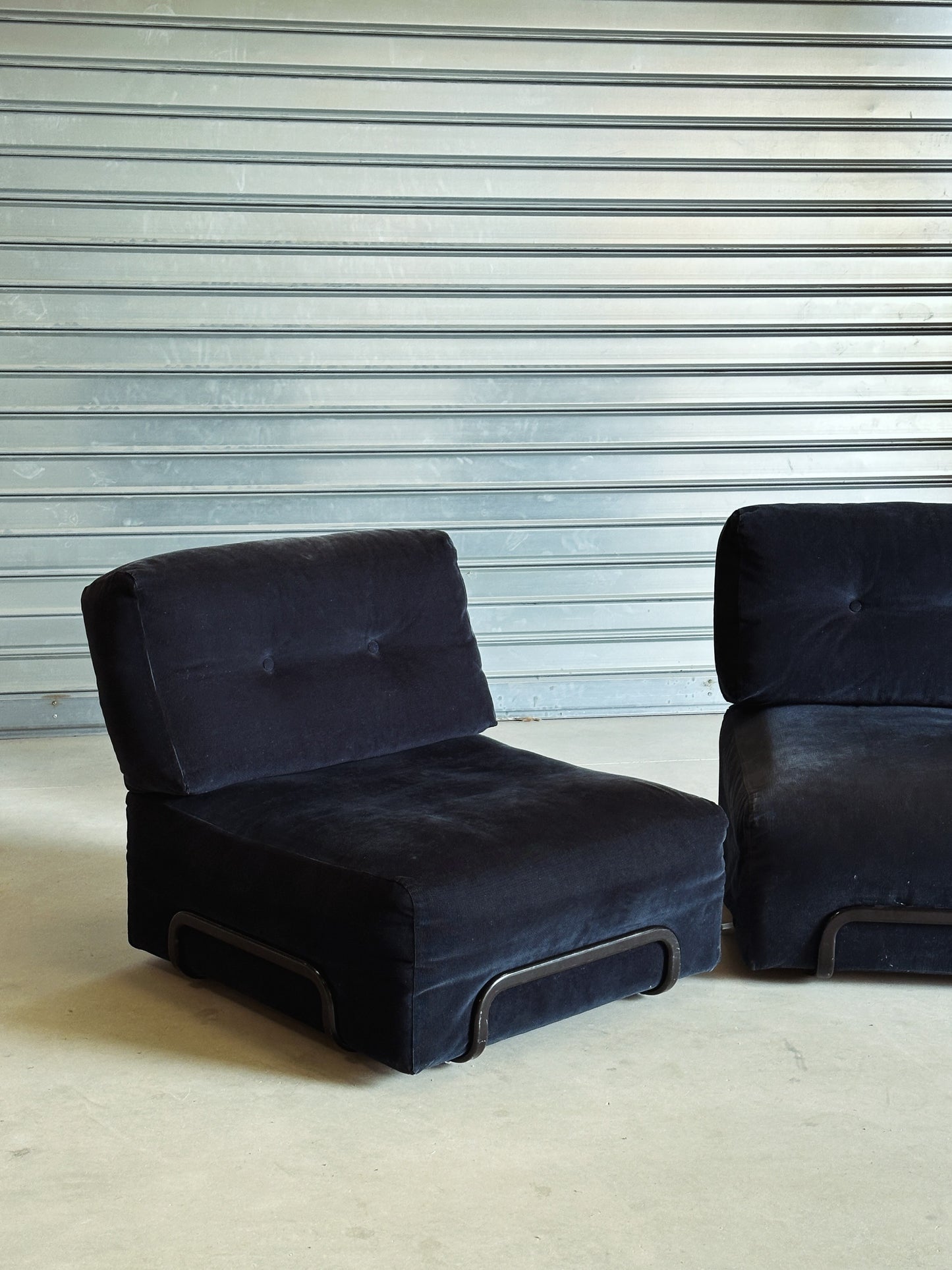 Le Rörberg - Canapé modulaire vintage en velours bleu nuit – 2 modules