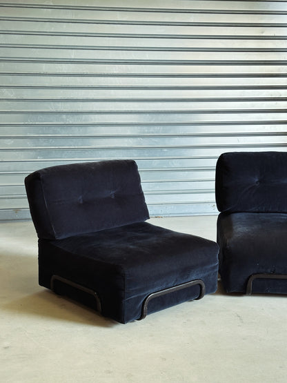 Le Rörberg - Canapé modulaire vintage en velours bleu nuit – 2 modules