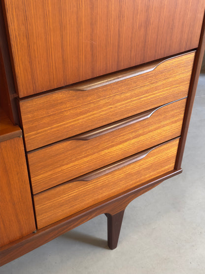 Grand meuble vintage style scandinave teck années 60 – bibliothèque secrétaire bar