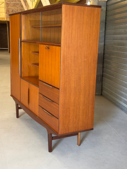 Grand meuble vintage style scandinave teck années 60 – bibliothèque secrétaire bar