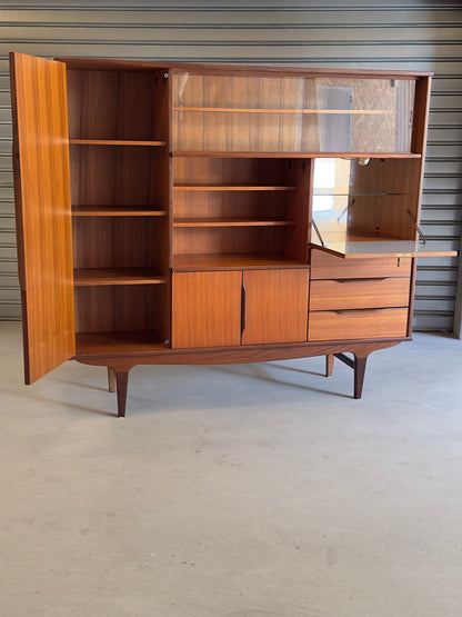 Grand meuble vintage style scandinave teck années 60 – bibliothèque secrétaire bar