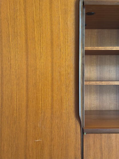Grand meuble vintage style scandinave teck années 60 – bibliothèque secrétaire bar