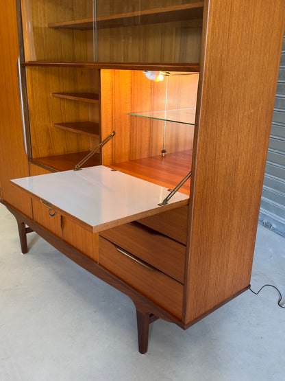 Grand meuble vintage style scandinave teck années 60 – bibliothèque secrétaire bar