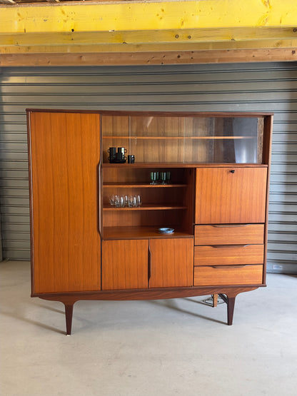 Grand meuble vintage style scandinave teck années 60 – bibliothèque secrétaire bar
