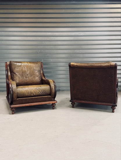 Salon esprit club anglais — canapé deux places & deux fauteuils