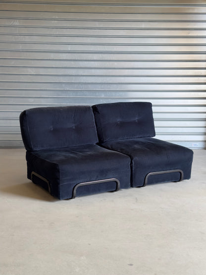 Le Rörberg - Canapé modulaire vintage en velours bleu nuit – 2 modules