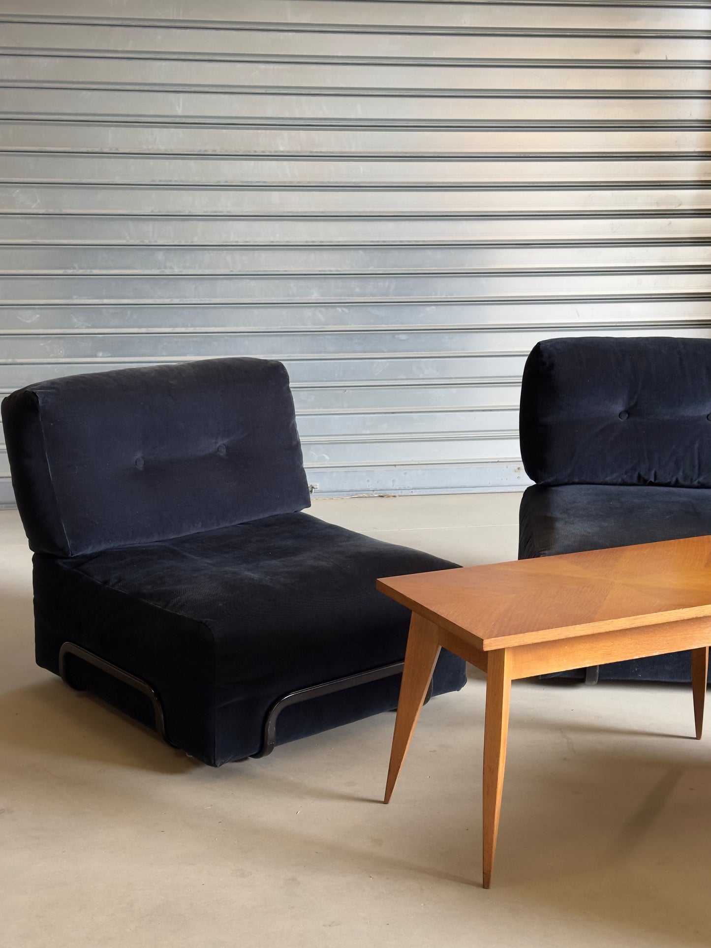 Le Rörberg - Canapé modulaire vintage en velours bleu nuit – 2 modules