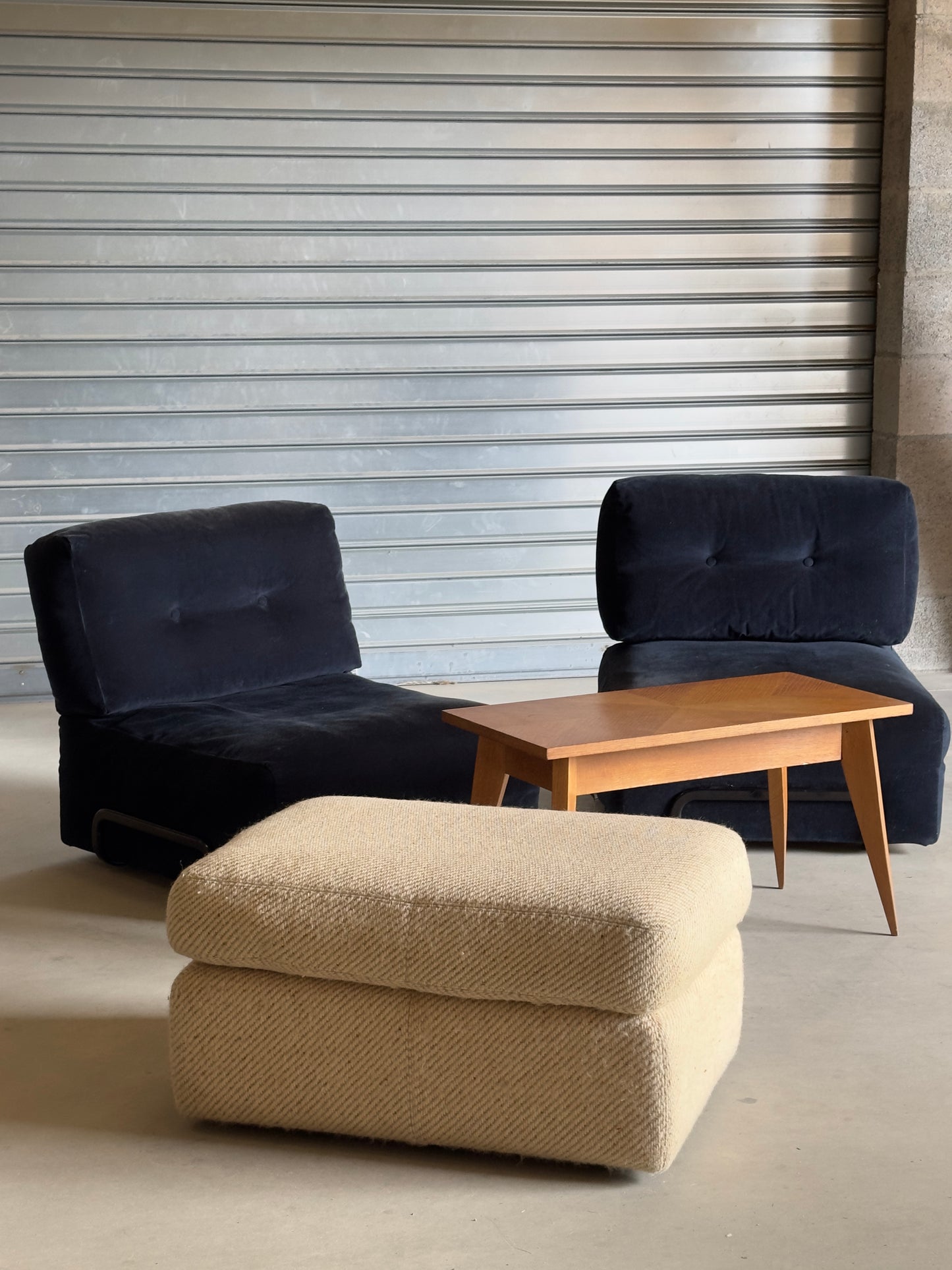 Le Rörberg - Canapé modulaire vintage en velours bleu nuit – 2 modules