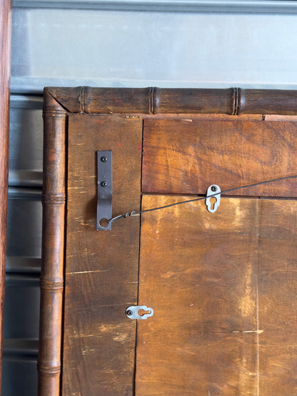 Grand miroir vintage en bambou et rotin – années 60/70