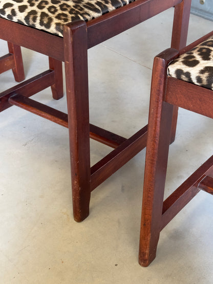 Lot de 4 chaises vintage motif léopard