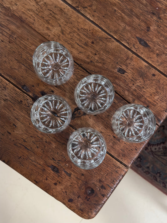Lot de 5 verres à eau à fond fleuri