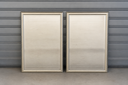 Paire de miroirs biseautés finition or blanc vieilli (prix unitaire)