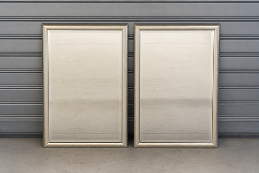 Paire de miroirs biseautés finition or blanc vieilli (prix unitaire)